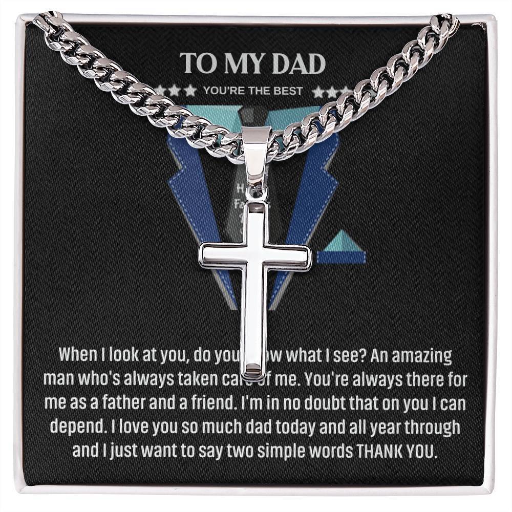 Amazing Dad Artisan Cross Cuban Chain Two-Tone Box